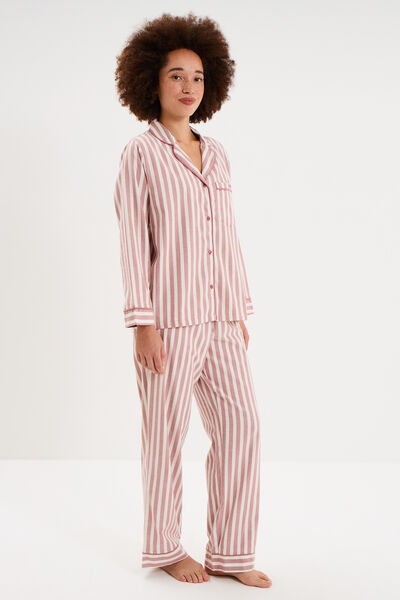 Ensemble pyjama chemise manches longues rose nude femme