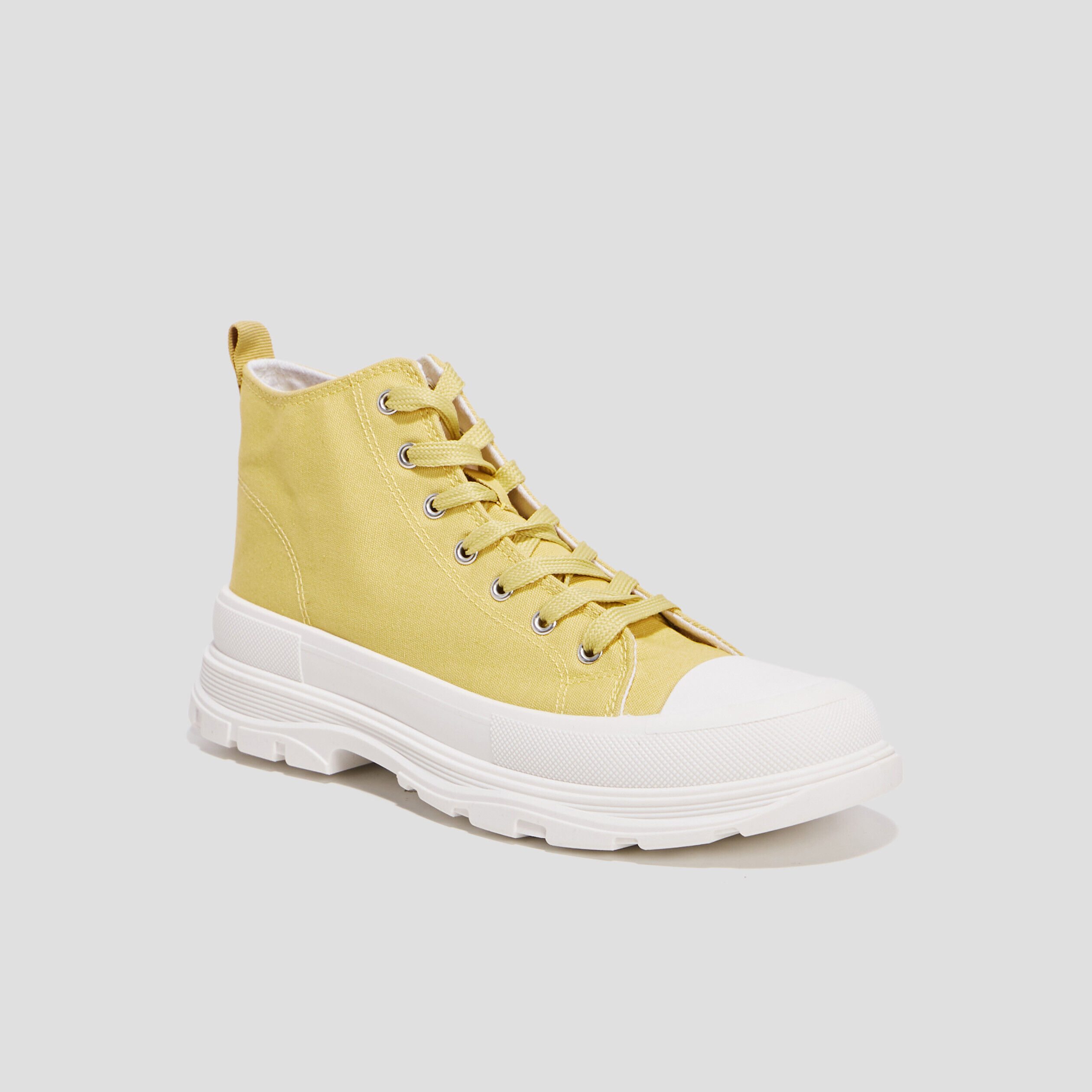 Baskets montantes à lacets en toile jaune femme CREEKS