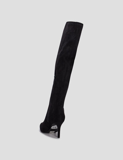 Cuissardes zipp&eacute;es effet su&eacute;dine noir femme