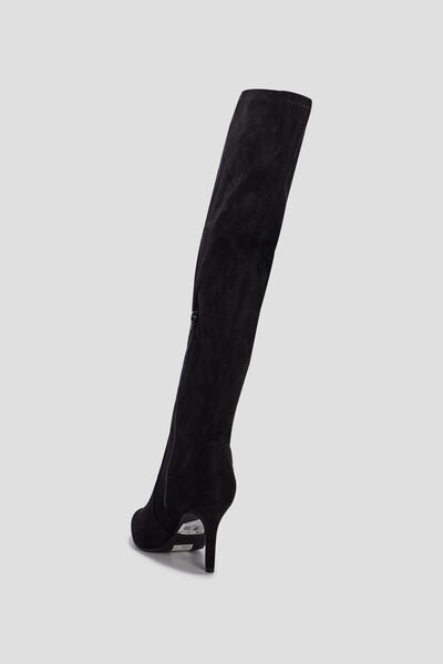 Cuissardes zipp&eacute;es effet su&eacute;dine noir femme
