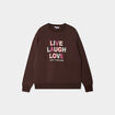 Sweat col rond manches longues marron foncé femme