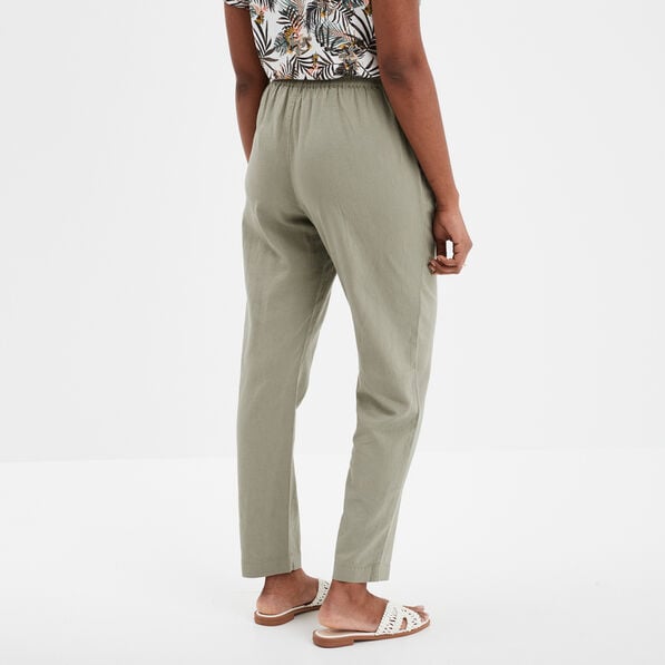 pantalon droit 78eme lin melange vert kaki femme Pantalon droit 7/8ème lin mélangé vert kaki femme