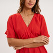 Robe longue &eacute;vas&eacute;e col cache-coeur rouge femme