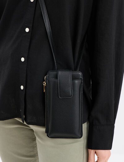 Sac pochette de téléphone noir femme