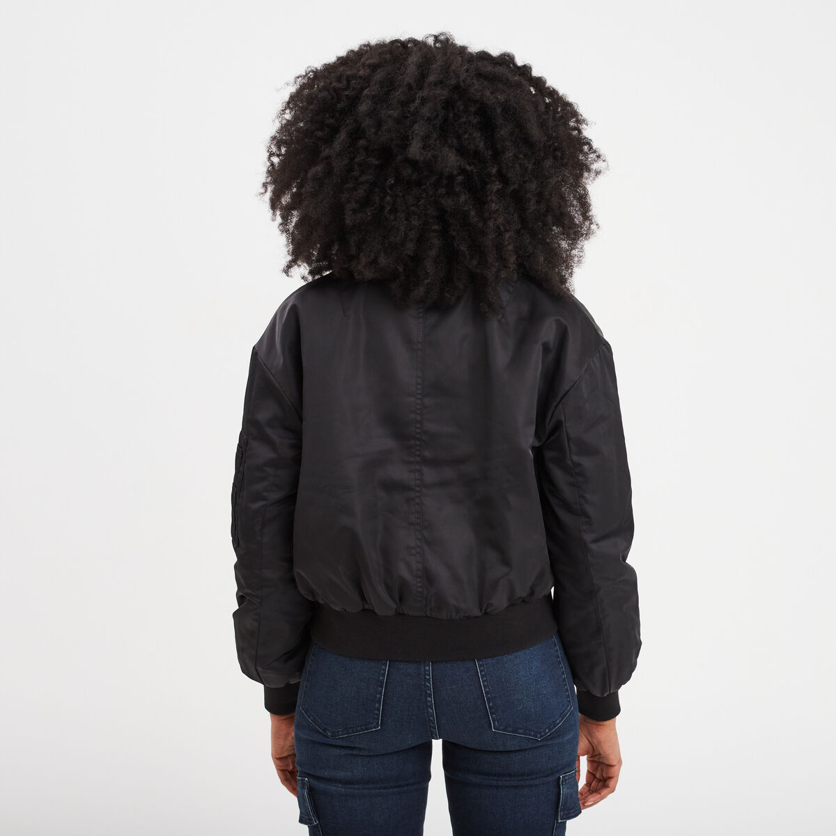 Veste bomber imperméable zippée noir femme