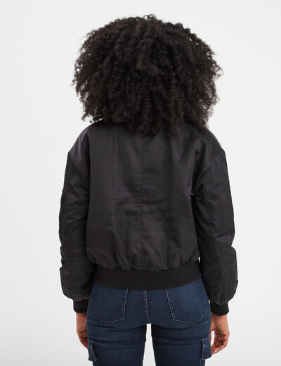 Veste bomber imperméable zippée noir femme