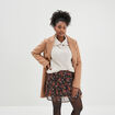 Manteau doublé long droit boutonné marron clair femme