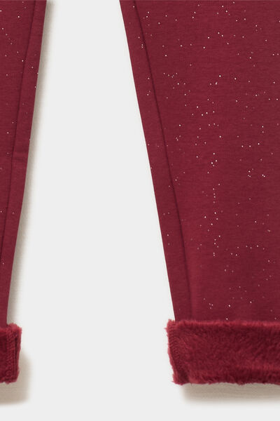Legging doubl&eacute; chaud bordeaux fille
