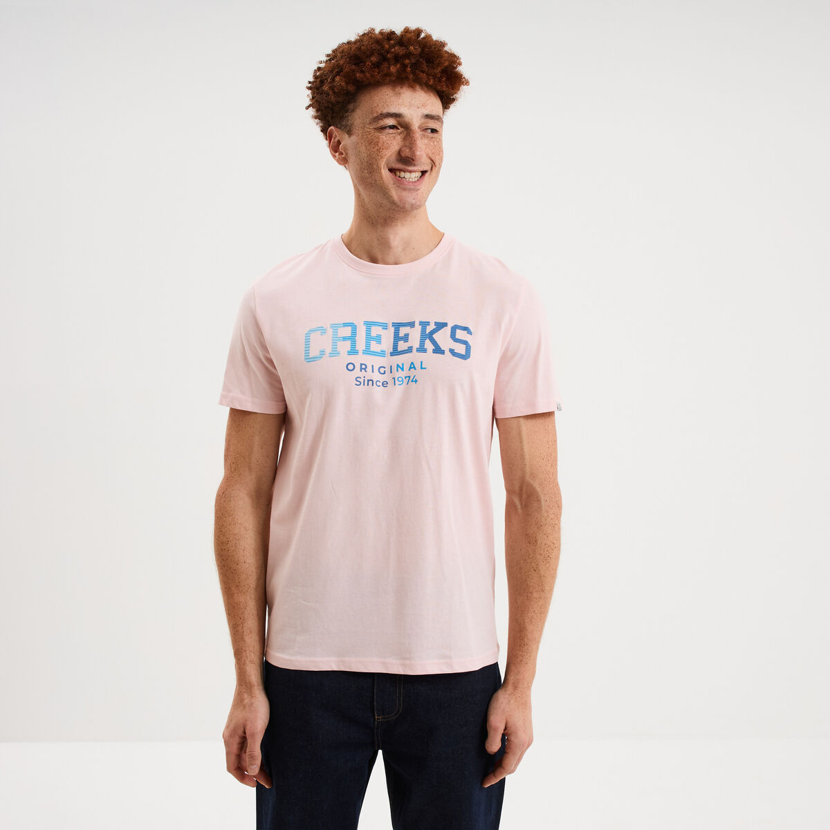 T-shirt manches courtes coton rose pastel homme