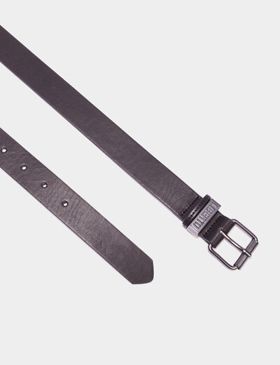 Ceinture boucle carr&eacute;e noir gar&ccedil;on