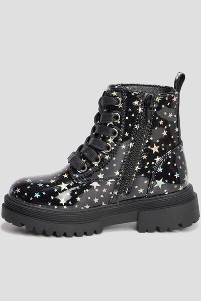 Bottines vernies semelles crantées noir fille