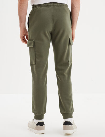 Pantalon jogging cargo poches latérales vert kaki homme