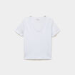 T-shirt manches courtes col en V coton bleu clair femme