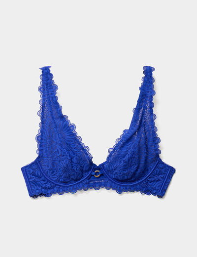 Soutien-gorge foulard dentelle bleu electrique femme