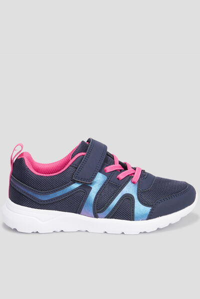 Baskets running à scratchs bleu marine fille