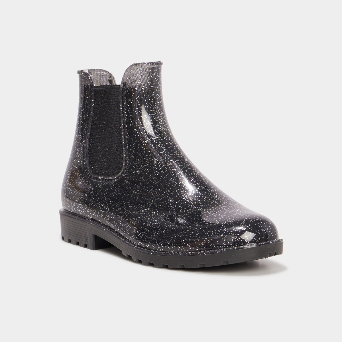 Bottines de pluie chelsea à paillettes gris argent fille