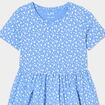 Robe courte &eacute;vas&eacute;e manches courtes coton bleu fille