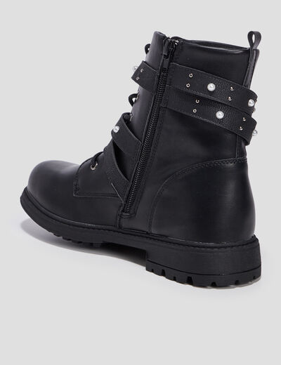 Bottines avec brides cloutées noir fille