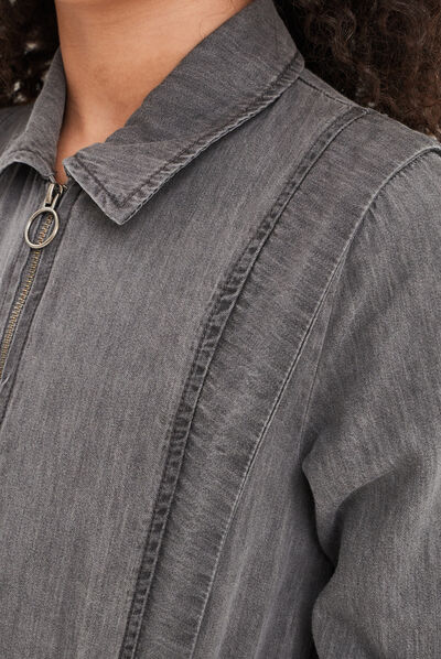 Combinaison pantalon zippée denim gris fille
