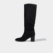 Botte haute talon bloc su&eacute;dine noir femme