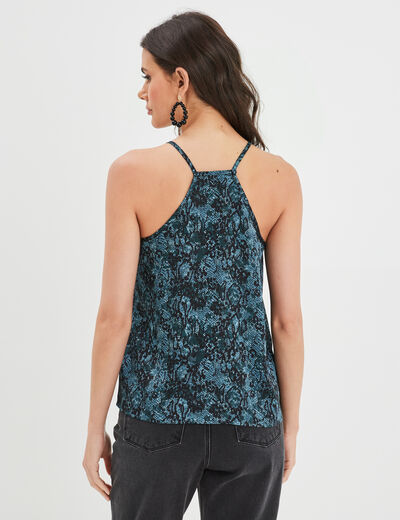 Caraco satin avec dentelle Liberto bleu canard femme