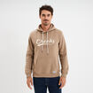 Sweat &agrave; capuche hoodie molleton taupe homme