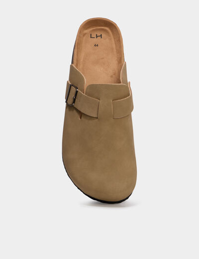Mules plates marron cognac homme
