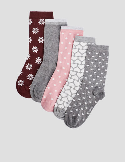 Lot 5 paires de chaussettes multicolore femme