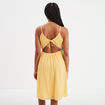 Robe midi évasée à bretelles jaune clair femme