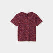 T-shirt coton col rond manches courtes bordeaux femme