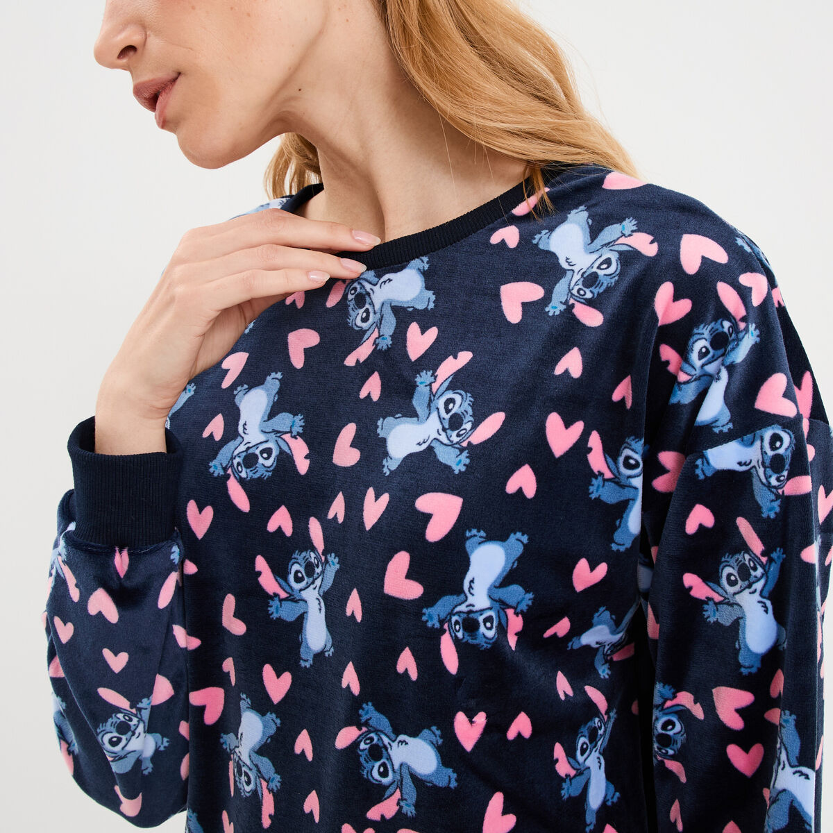 Coffret pyjama effet polaire Stitch bleu marine femme