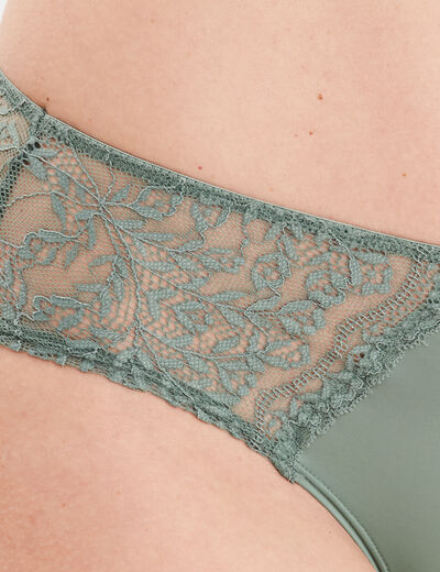 Shorty avec micro dentelle vert kaki femme