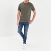 T-shirt manches courtes en mélange lin vert kaki homme