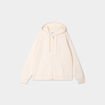Sweat zippé à capuche molleton beige femme