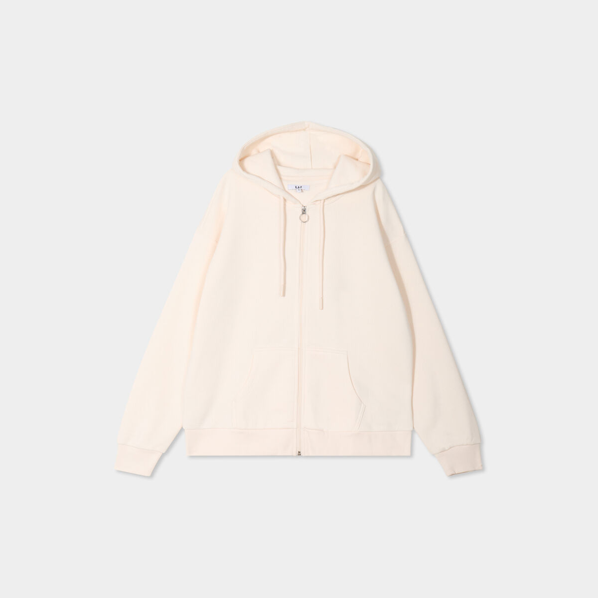 Sweat zippé à capuche molleton beige femme