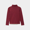 T-shirt col roul&eacute; manches longues coton bordeaux fille