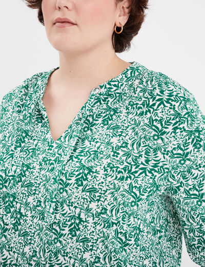 T-shirt col à cordons manches longues blanc femme grande taille