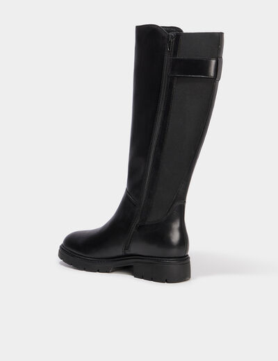 Bottes en cuir avec boucles noir femme