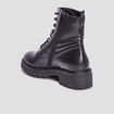 Bottines crant&eacute;es &agrave; lacets en cuir noir femme