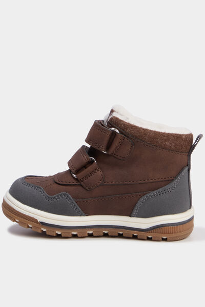 Bottines fourr&eacute;es bout rond Trappeur marron b&eacute;b&eacute; gar&ccedil;on
