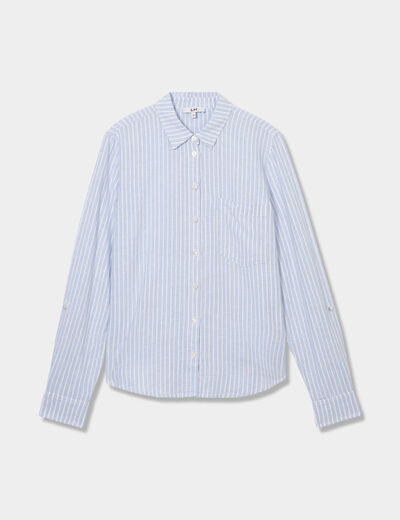 Chemise en lin mélangé bleu lavande femme