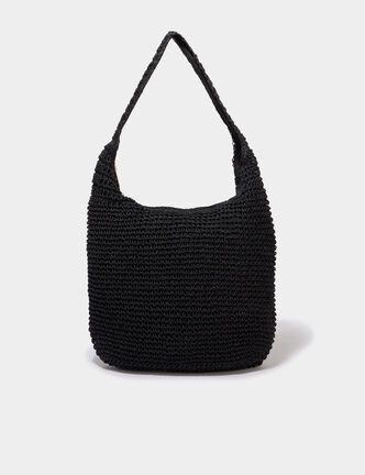 Sac cabas tress&eacute; port&eacute;-&eacute;paule noir femme