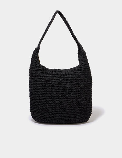 Sac cabas tress&eacute; port&eacute;-&eacute;paule noir femme