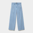 Jeans wide leg &agrave; pinces denim triple stone femme