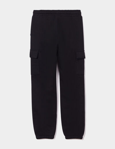 Pantalon de jogging cargo bas élastiqué noir fille