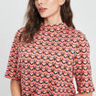 T-shirt avec col montant orange corail femme