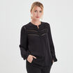 Blouse bandes ajourées col mao Liberto noir femme