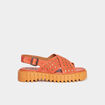 Sandales plateformes en cuir Kickers orange clair femme