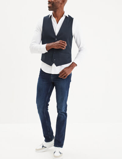 Gilet de costume droit boutonné bleu marine homme