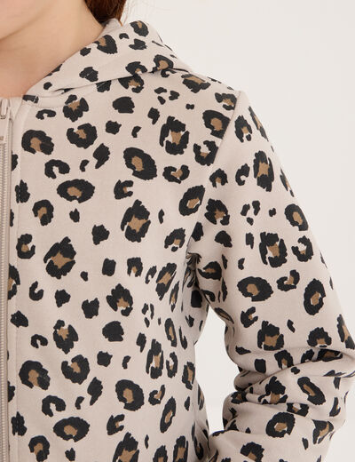 Sweat zippé à capuche sable fille